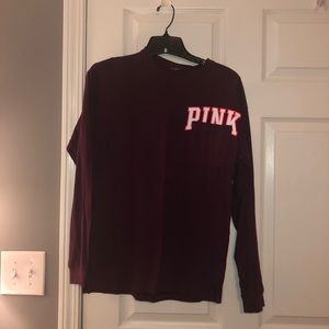 Maroon PINK longsleeve with orange lettering